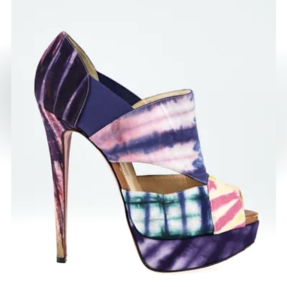 Shoes - Christian Louboutin Pitou Multi-coloured Cutout Platform Pumps Size 36
